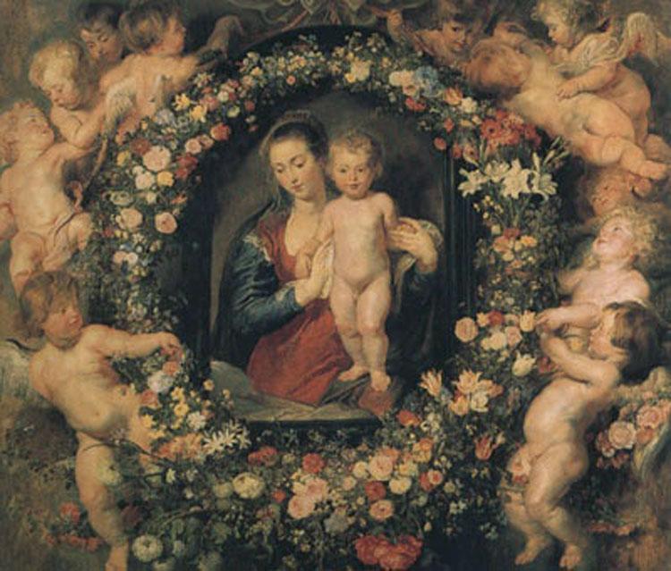 Peter Paul Rubens Madonna and Child with Garland of Flowers and Putti (mk01) China oil painting art